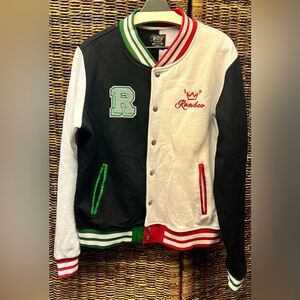 Ranboo Black and White‎ Varsity Jacket-XLarge, Discoloration on sleeve and back